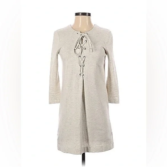 SOLD ELSEWHERE ❤️ Free People Gray Casual Pull Over Lace Up Sweater Dress - Picture 2 of 4
